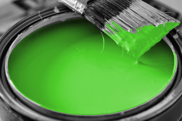 bucket of green paint