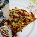 Pizza Integral de Mandiokejo com grão de bico, abobrinha e cenoura